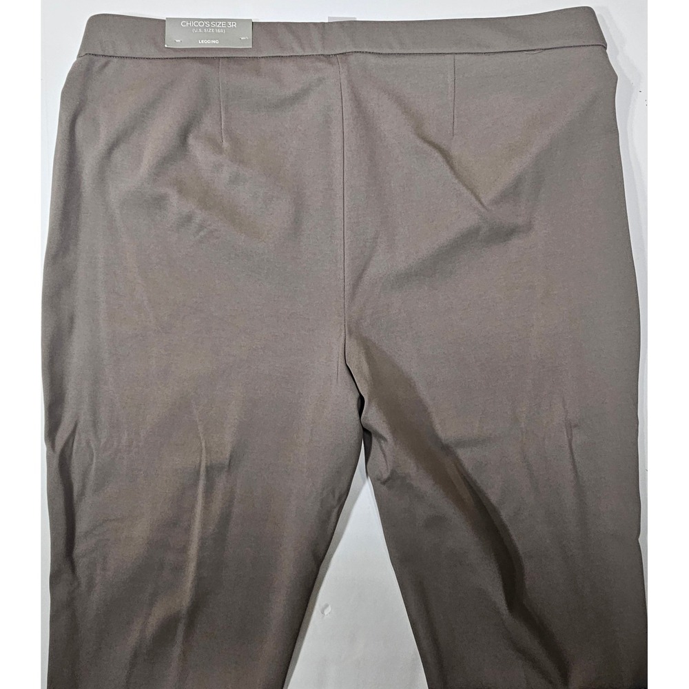 Chico's Taupe Faux Suede Leggings Slim Fit Pull On Pants Size 3 Regular US 16R - Picture 3 of 11